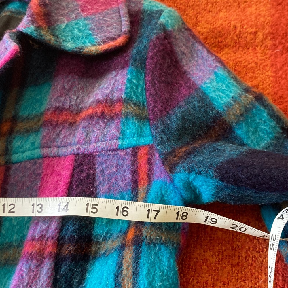Vibrant Multi-Color Plaid Wool Coat - Picture 8 of 11